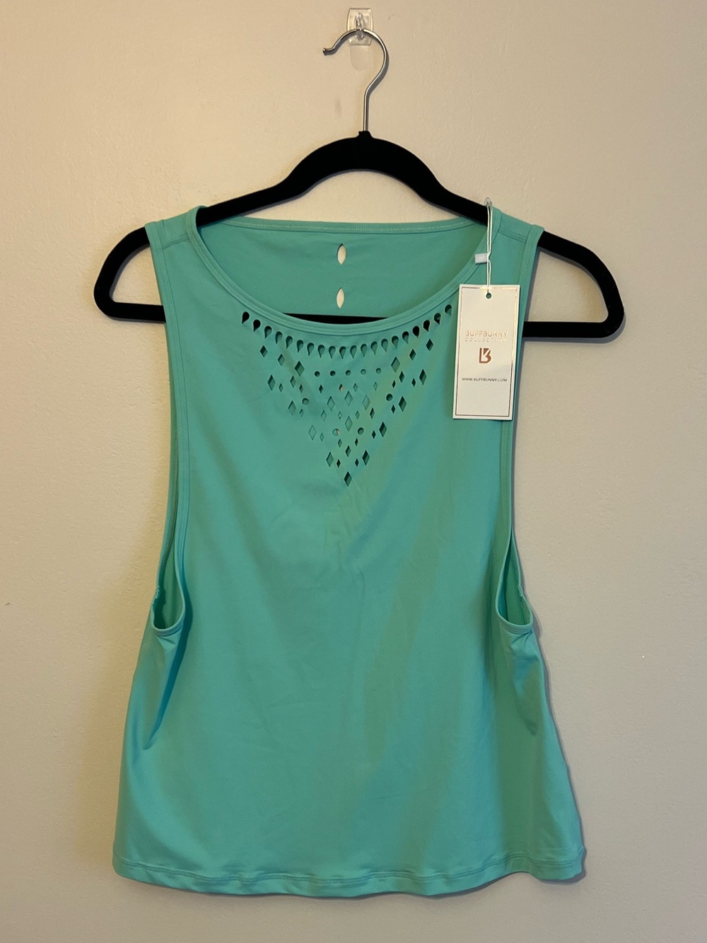 Buffbunny Collection Laser Cutout Athletic Tank Top Mint Green Size Medium NWT